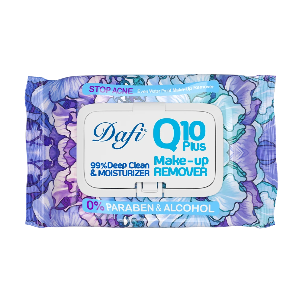  دستمال مرطوب پاک کننده آرایش دافی مدل Q10 (طرح گل ۲) ۵۰ عددی
